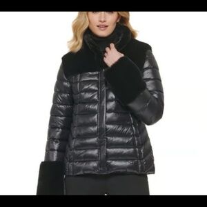 DKNY Shiny Black Quilted Puffer Jacket
